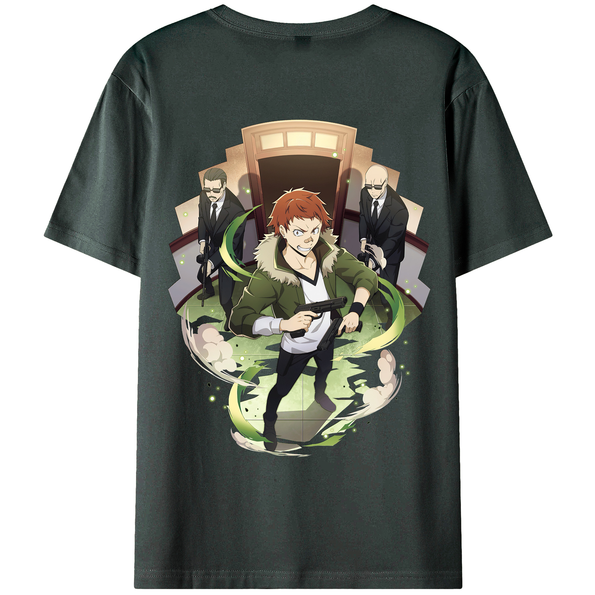 （画像用） 文豪ストレイドッグス Bungo Stray Dogs 綿100％ メンズ半袖Tシャツ（バックプリント） 通気性